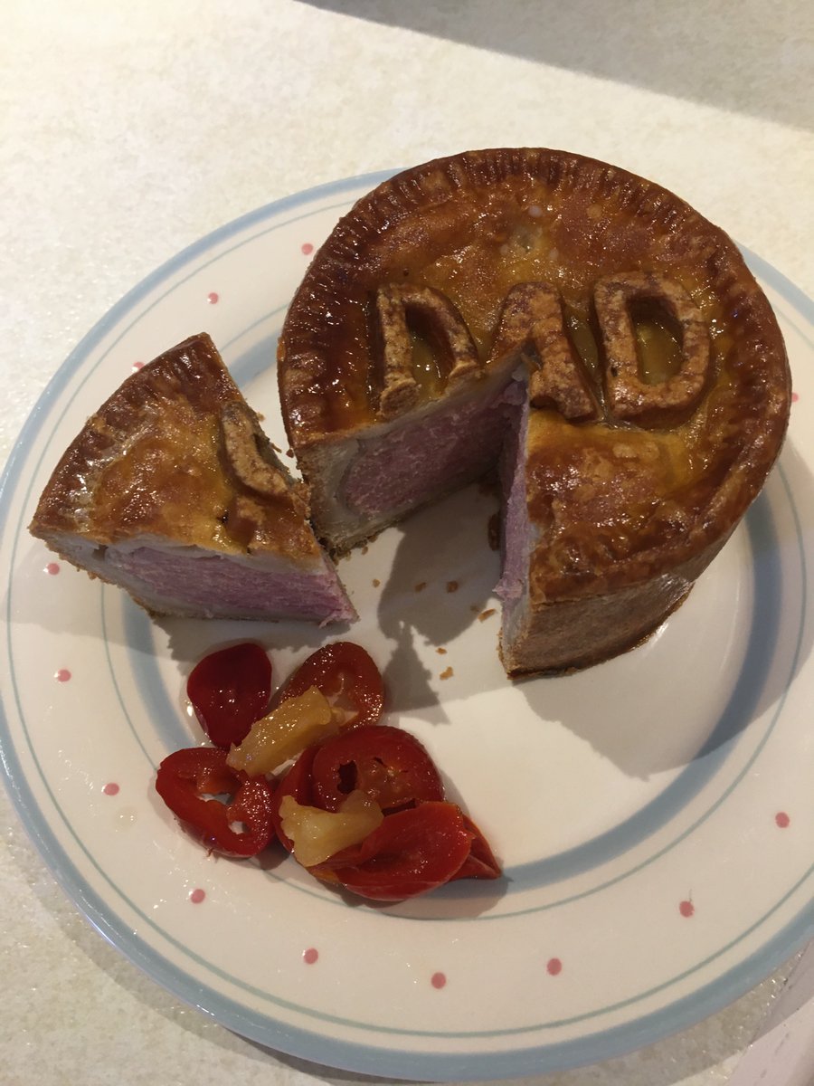 SmithTissington's tweet photo. Dads day breakfast 
Bespoke @PorkByWaterall 
Pork pie and chilli pickle 
Cheers Steve https://t.co/GFwWD2Nhdq