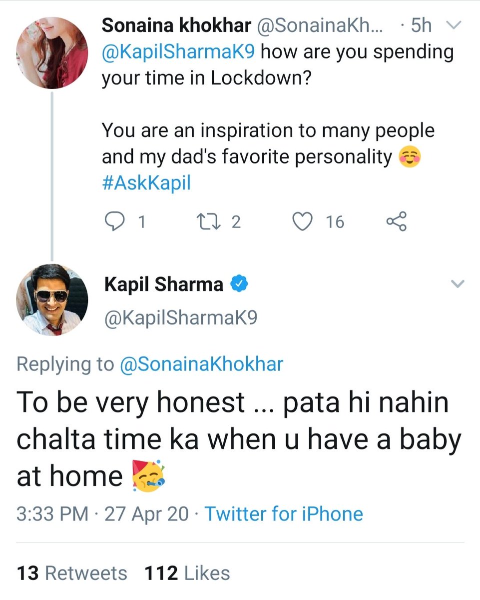 HAPPY FIRST FATHER'S DAY KAPIL SIR YOU SHOWING UR CUTIE DADDY SIDE THROUGH UR TWEETS IS BLISS  And Yes You'll never ever be a " Daante waala papa "   @KapilSharmaK9   #FathersDay  