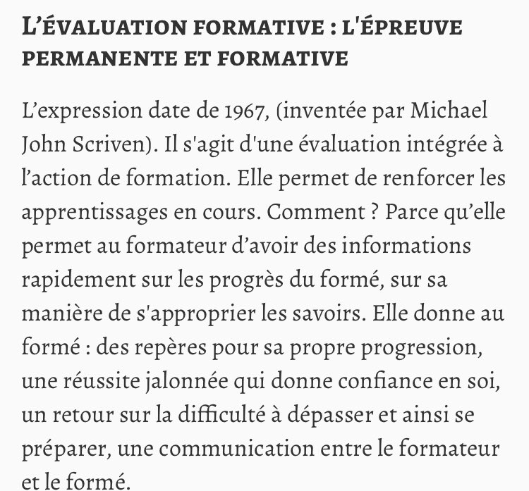 L’évaluation formative : l'épreuve permanente et formative