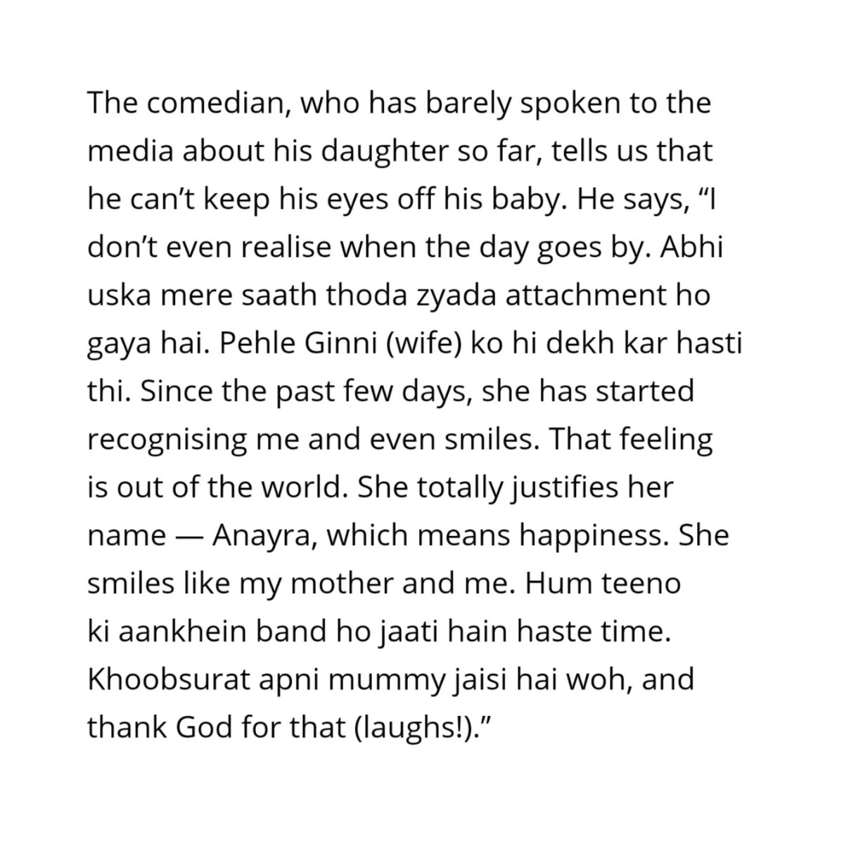 HIM SHOWING HIS ADORABLE , POSSESSIVE AND " BLESSED WITH A BABYGIRL " DADDY SIDE THROUGH HIS WRITTEN INTERVIEWS  @KapilSharmaK9   #FathersDay  