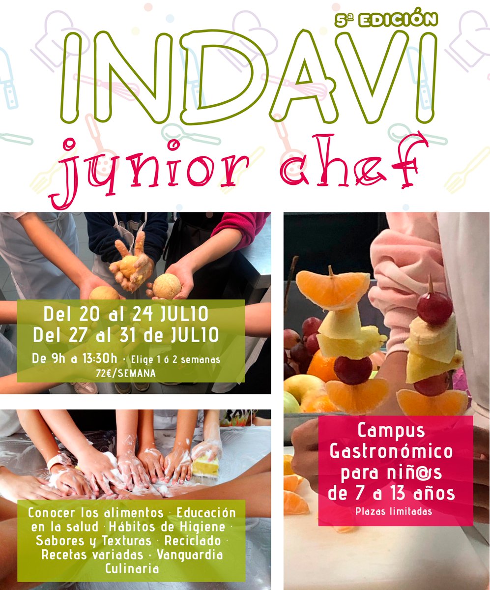 indavi_'s tweet photo. 5ª edición de INDAVI JUNIOR CHEF 🌶️🥒- el CAMPUS GASTRONÓMICO de la Escuela de Hostelería INDAVI en #Caspe para niñ@s de 7 a 13 años. #cocinainfantil #campusgastronómico #escueladehosteleria #IndaviJuniorChef https://t.co/ZjQgvYd7yX