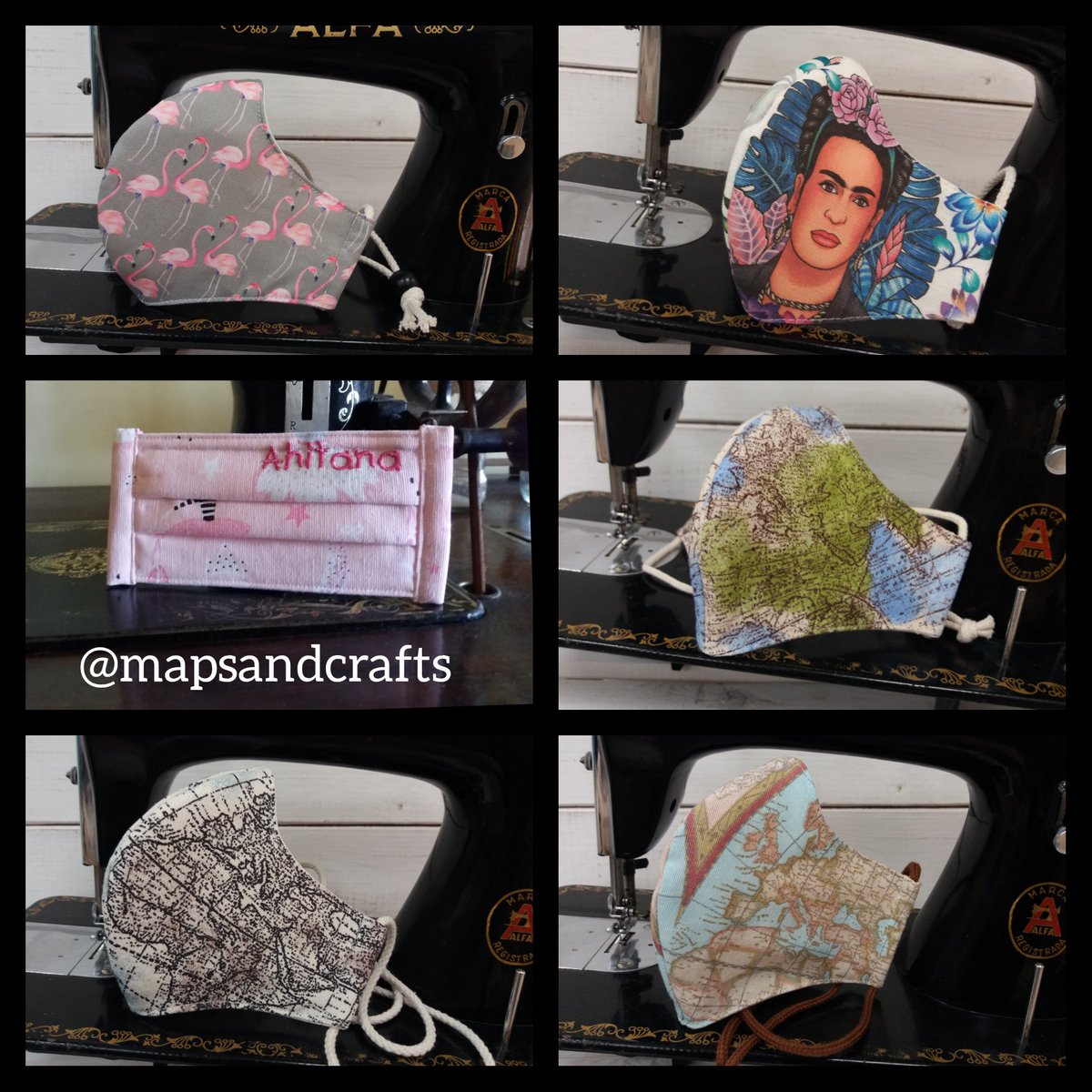 MapsCrafts's tweet photo. Algunas de las mascarillas que hemos hecho esta semana.
Feliz domingo!!
#mascarillahigienica #reutilizable #mascarillapersonalizable #mascarillabordada #100algodon #hidrofugo #antibacteriano #ffp2 #mask #une0065 #reutilizable #25lavados #hechoamano #mapsandcrafts https://t.co/bbOSJsoyRY
