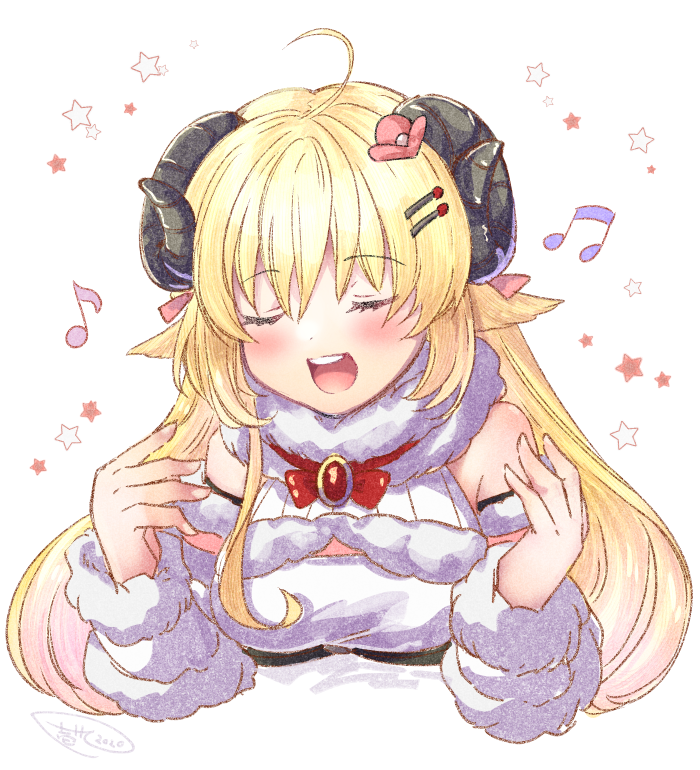 角巻わため ,角巻わため(通常) 「わためちゃんのお歌すこ #つのまきあーと 」|壱十九 / illustratorのイラスト