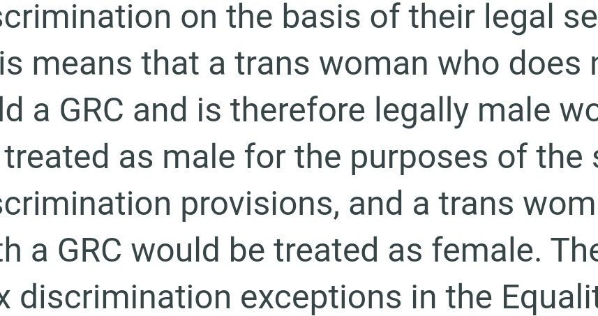 Here is an explanation of UK law that says that transwomen without a GRC are legally male and thus men.Again, "transphobic" according to Ryan's Rules