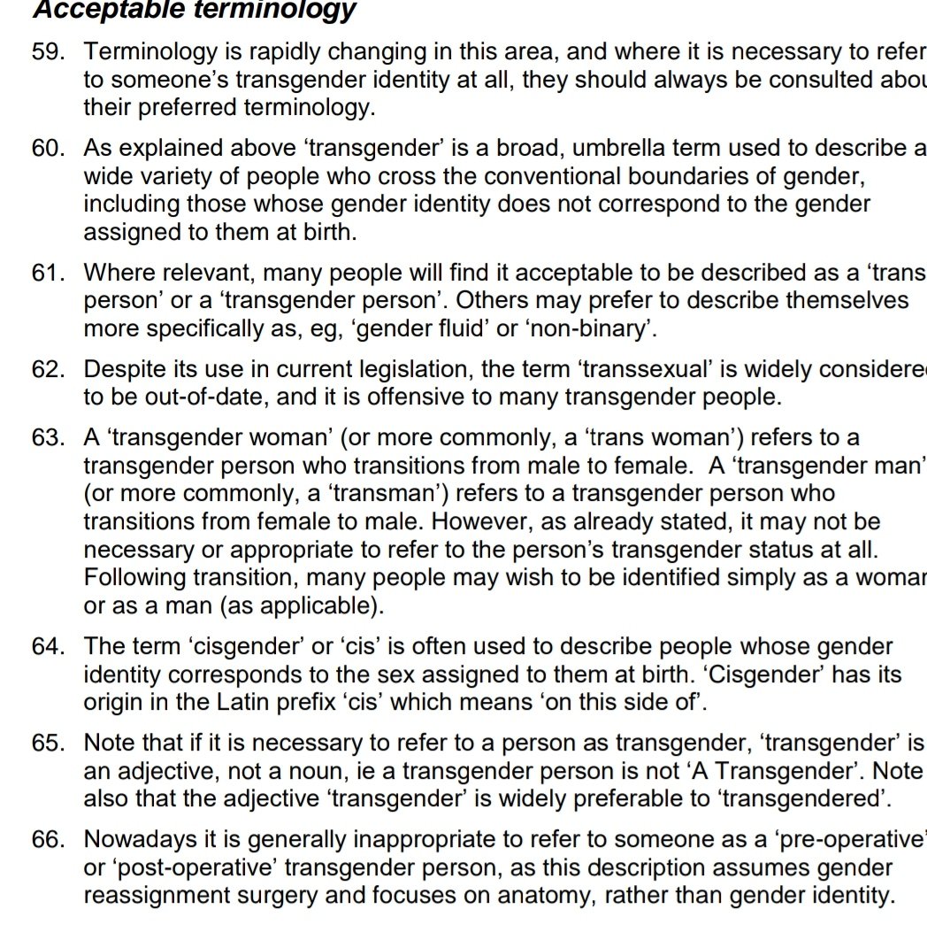 Now here is the Equal Treatment Bench Book telling judges about "acceptable terminology".It's rapidly changing you see.What was acceptable yesterday may not be acceptable tomorrow, so you better keep up or risk being called a transphobe.