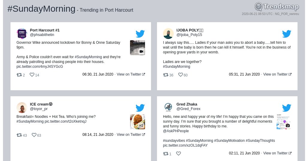 TMPortHarcourt's tweet photo. #sundaymorning is now trending in #PortHarcourt

https://t.co/yGY69AbLUd https://t.co/2k0yYMtWTC