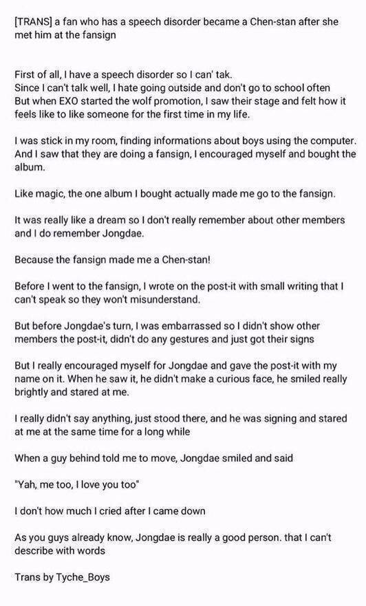 some fanacc from fansigns. because of this Jongdae got the nickname "fansign boyfriend" #첸_항상_응원할게  #종대  #첸  #CHEN