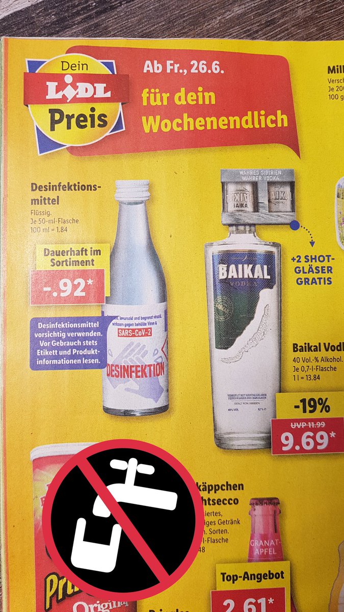 Achtung Eltern: das ist kein Wasser, sieht aber so aus. Sehr gefährlich für kleine Kinder. #Desinfektionsmittel nicht trinken!!

Muss das sein <a href="/lidl/">Lidl in Deutschland</a> ? 

#Lidl #fail #achtung #Kinder #Warnung