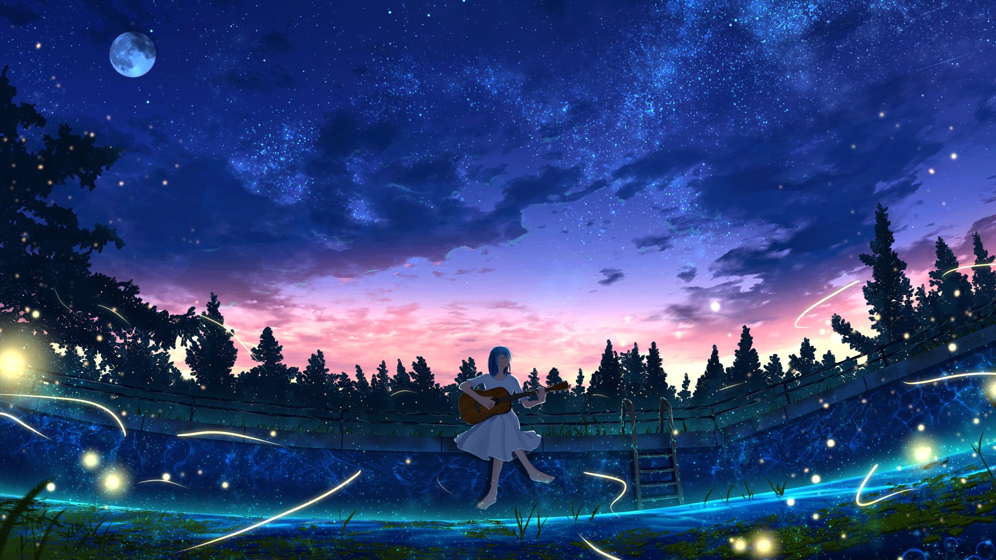 Adsuger N Buna様の楽曲 夜明けと蛍 のファンアートとして描きました Twitter