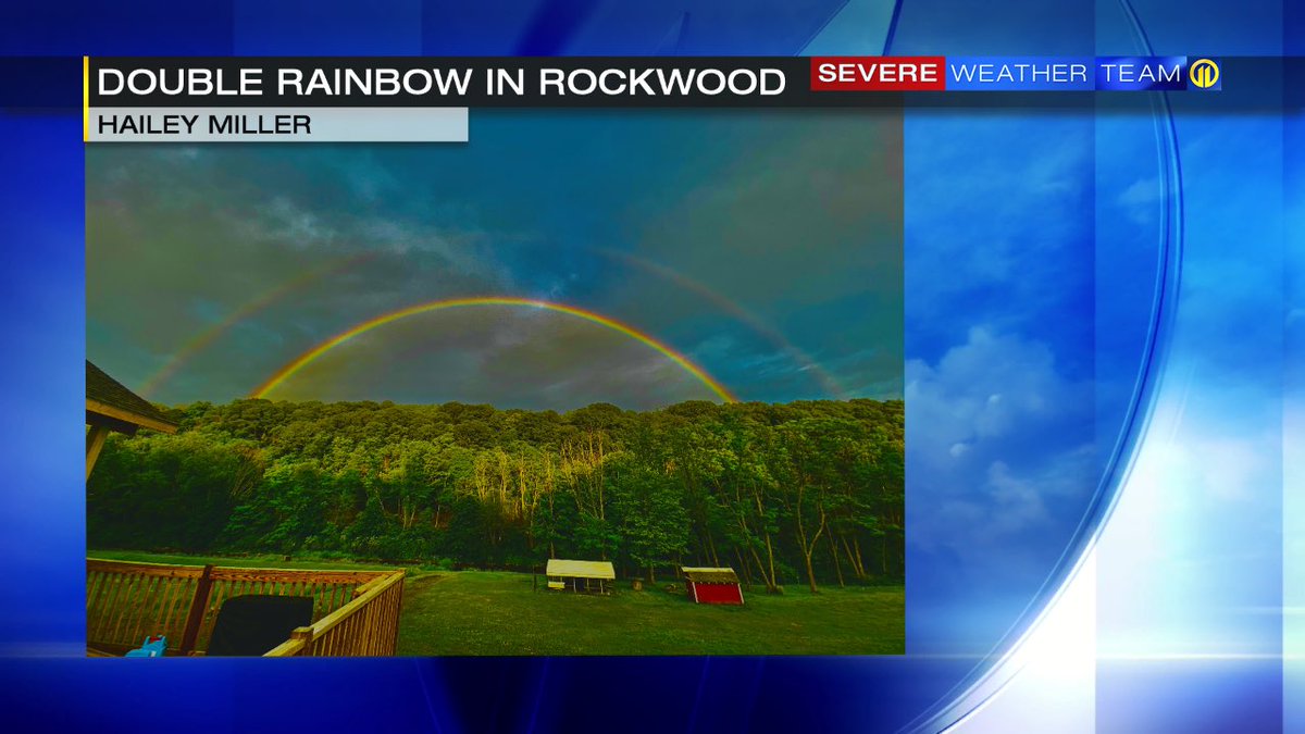 StephAllisonWx's tweet image. #ViewerPhoto A beautiful shot of a double rainbow in Rockwood last evening! 📸 By: Hailey Miller #wpxi
