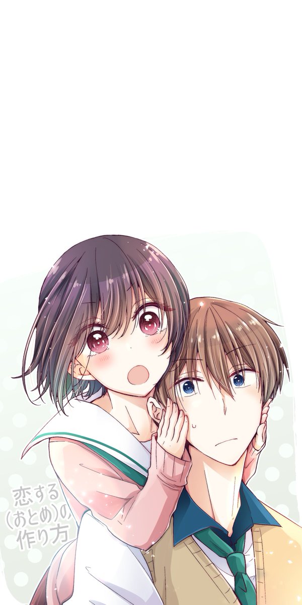 1girl 1boy school uniform brown hair short hair blue eyes necktie  illustration images