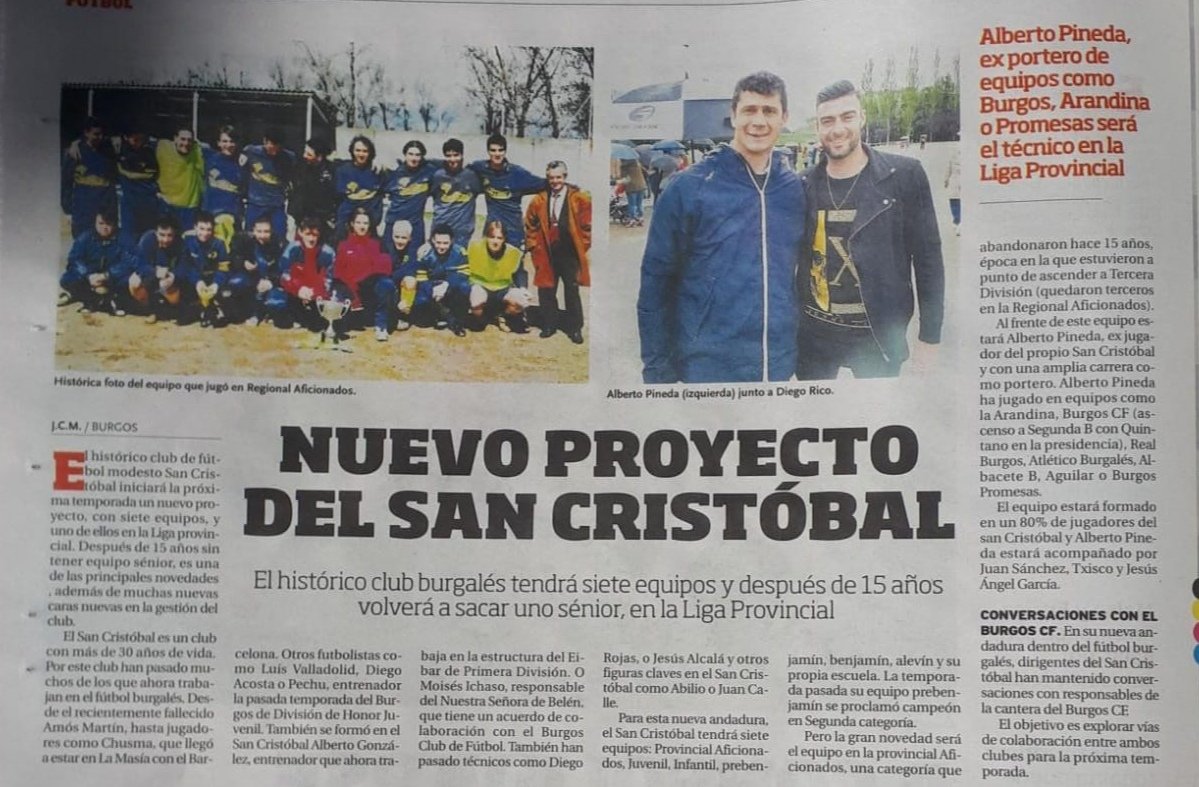 CristobalClub's tweet photo. Hoy nos hacen un reportaje en el @diariodeburgos de cara a la próxima Temporada. Leételo.
💙💛💙💛
#aupasancris #burgos https://t.co/N8zkJuioSv