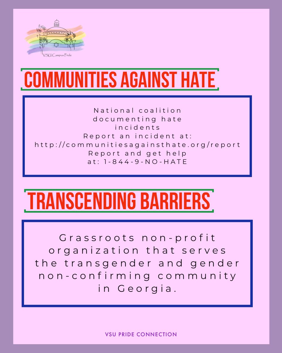VSUPride's tweet photo. Hi blazer ! Equity, legitimacy, and protection from discrimination continues to be issues relevant to transgender and nonbinary communities. Below are a few resources specific to the needs of trans and gender nonconforming individuals.https://t.co/wt8QDNPItU https://t.co/NQpzODlV2z