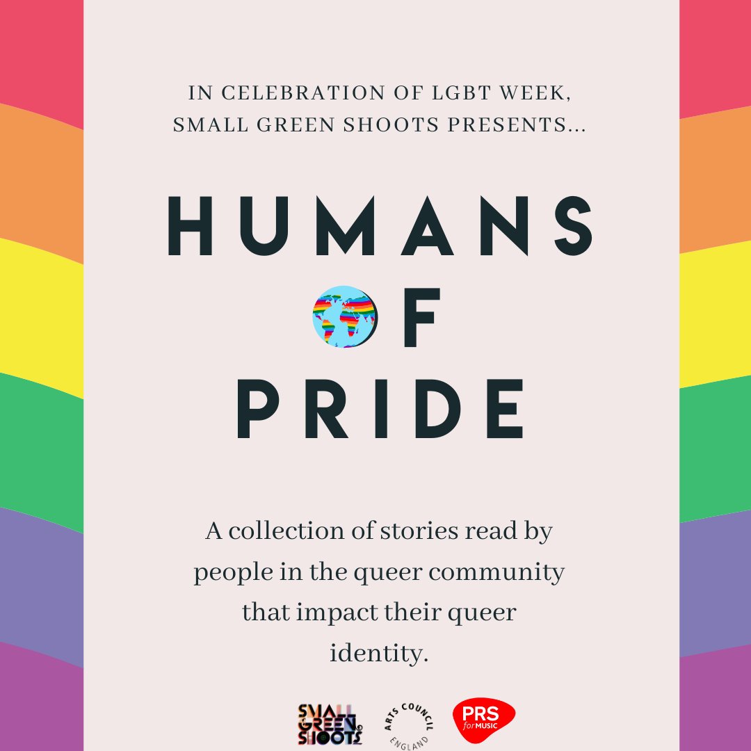 smallgreensh00t's tweet photo. As part of our #LGBTMonth2020 programme, we present Humans of Pride. A collection of true stories read by the queer people that made them.
Available on TUESDAY, THURSDAY AND SATURDAY!
#PressPlayforPride #LGBTWeek2020 #LGBTQWeek #Pride #PrideMonth #PrideUK #translivesmatter https://t.co/eaaVQcI4gk