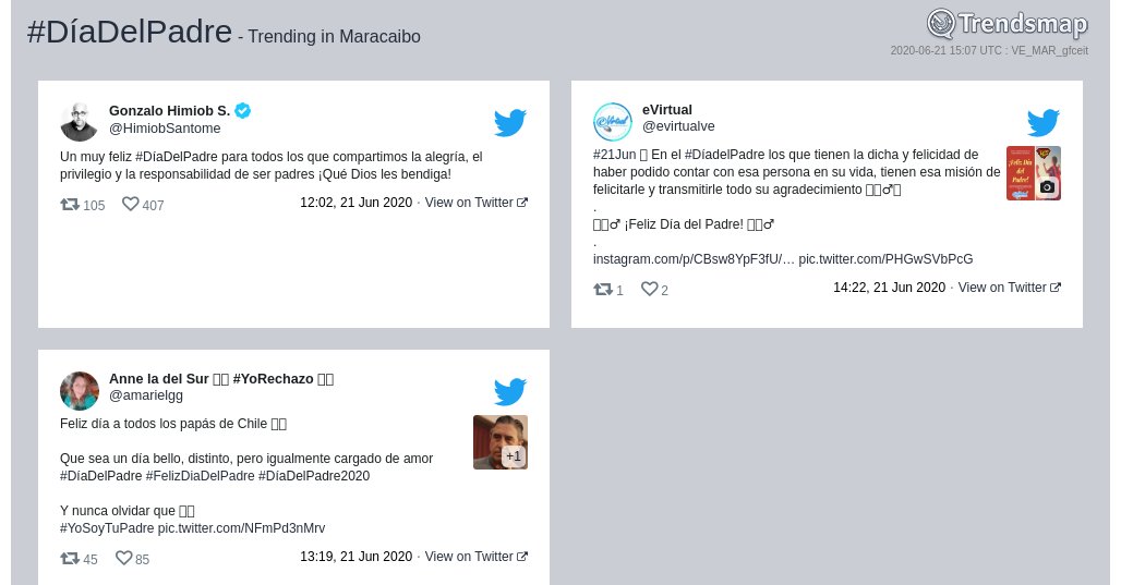 TrendsMaracaibo's tweet photo. #díadelpadre es ahora una tendencia en #Maracaibo

https://t.co/jBeUv7R9QO https://t.co/xtZj4BZb5s