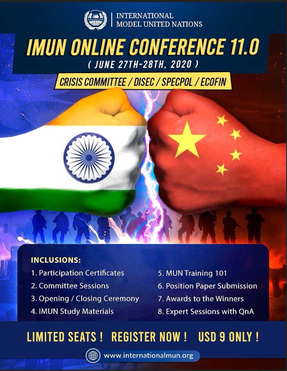 As the pandemic starts its second wave globally, the border situation between India - China becomes more intense. In IMUN Online Conference 11.0, we keep a close watch on the India-China border tension in the DISEC committee.