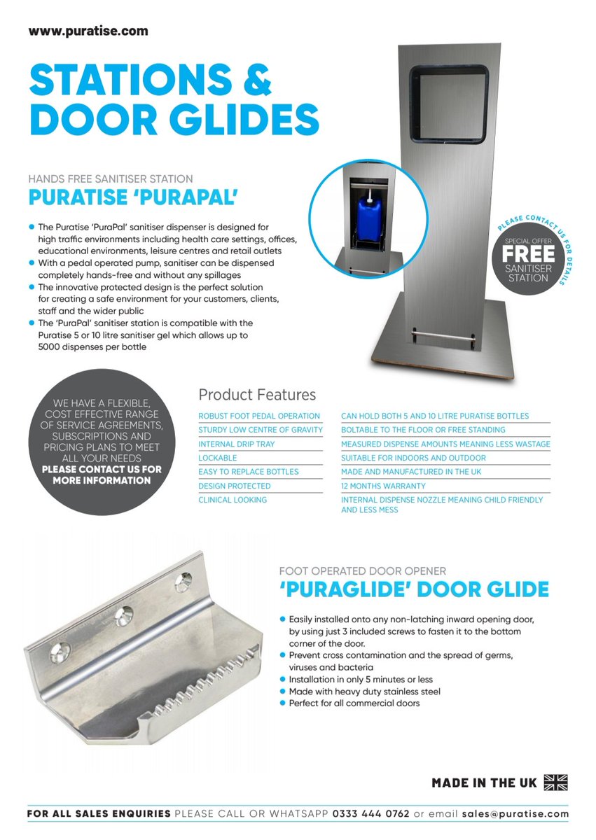puratise's tweet photo. CHECK OUT THE NEW PURATISE CATALOGUE! ππΌπ§
Everything you need for the re-opening of your buisness. Helping you to stay safe. ππΌ
#Puratise #Catalogue #Health #Hygiene #Sanitiser #Disinfectants #Dispensers #DoorGlides https://t.co/k2PsUmSwkt