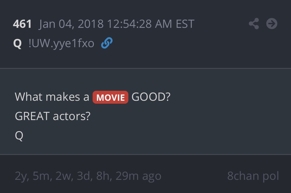 What does Q mean when we are told:“You are watching a movie”Has everything been ‘scripted’? Do people have a choice whether or not to follow the script? Are people acting? Would they know if they were acting? Thoughts? ‘Cause I’m feeling comfy.