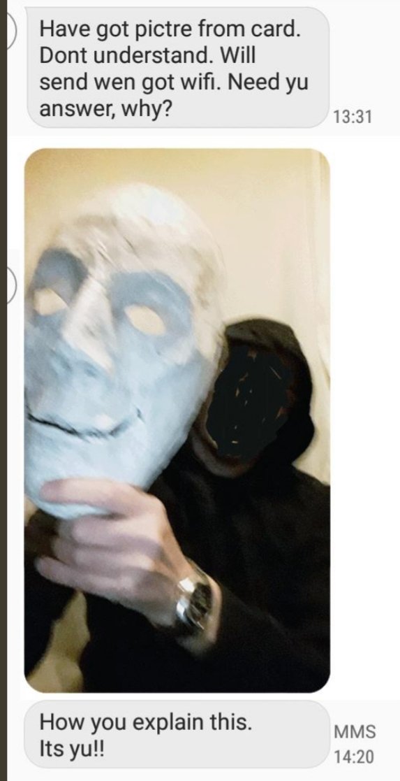 camerasdcard's tweet photo. SiD: The last entry from the (1st) person said that they believed their friend (2nd) was responsible for a lot of the strange events, but conversly it was their friend (2nd) who was suspicious of them (1st) because they said the 1st person in the picture holding the white mask. https://t.co/rzpzb879Rq