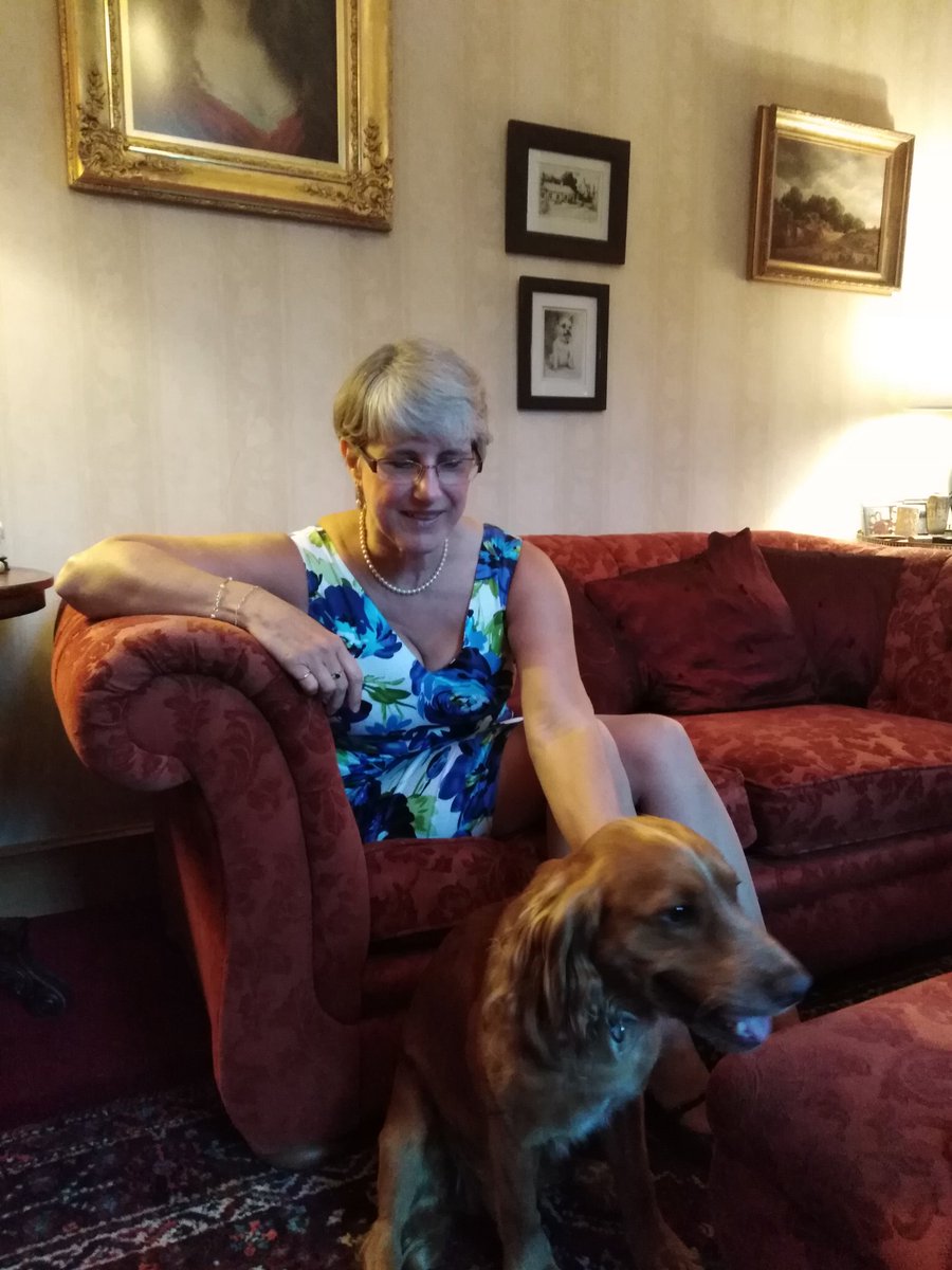 stoddart62's tweet photo. The injured gamekeeper and his faithful hound joined Prof Plum and myself for dinner this week. ๐ Amazing how prawn cocktail and white choc fudge can help start healing broken ribs and collarbone!! #relievedmum #stabilisersrequired #buyinghimatricycle https://t.co/vCGcfqfBTT