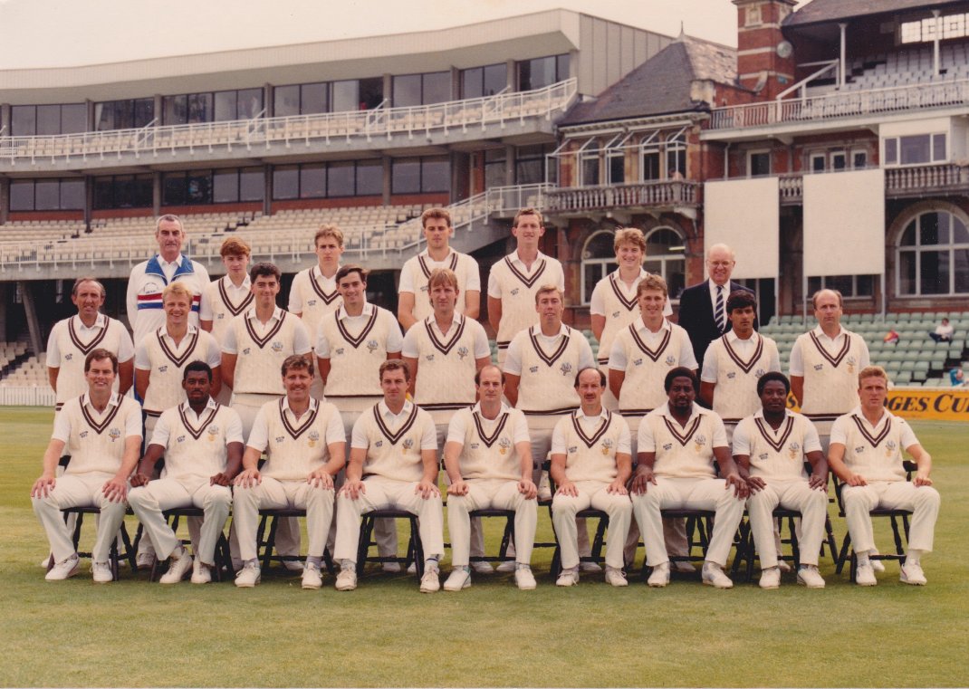 My dad was a scorer for Surrey CCC (he's on the right in the back row; not sure which of the teams this is). I always got taken to loads of cricket matches; once he arranged for special dispensation from my headmistress so I could take the day off schol to go & see a test match.