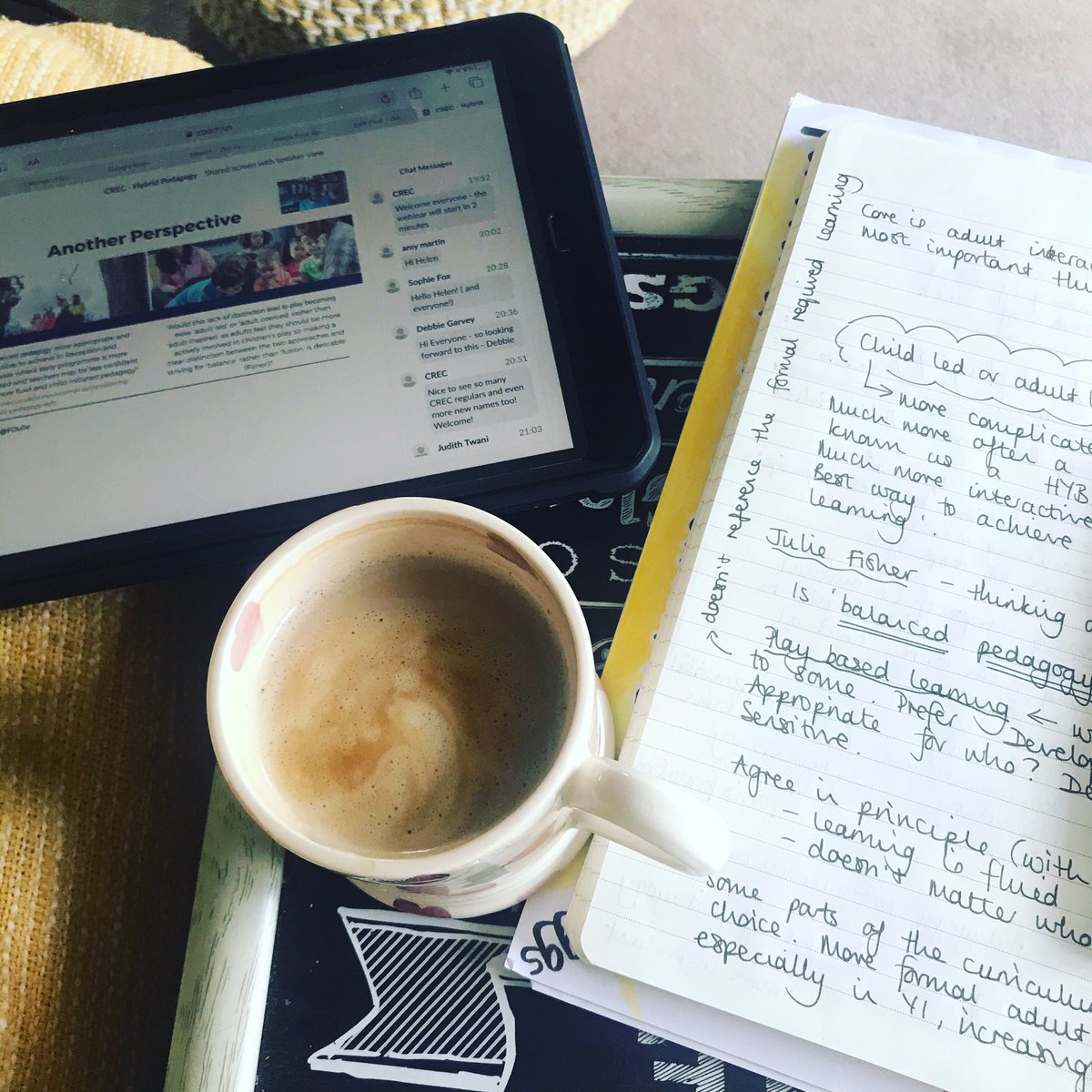 MissAmyP's tweet photo. Bit of Sunday morning learning with @_CREC #hybridpedagogy #makingmethink @christinepascal @DrTonyBertram @FiJulie https://t.co/b1EdqdealC