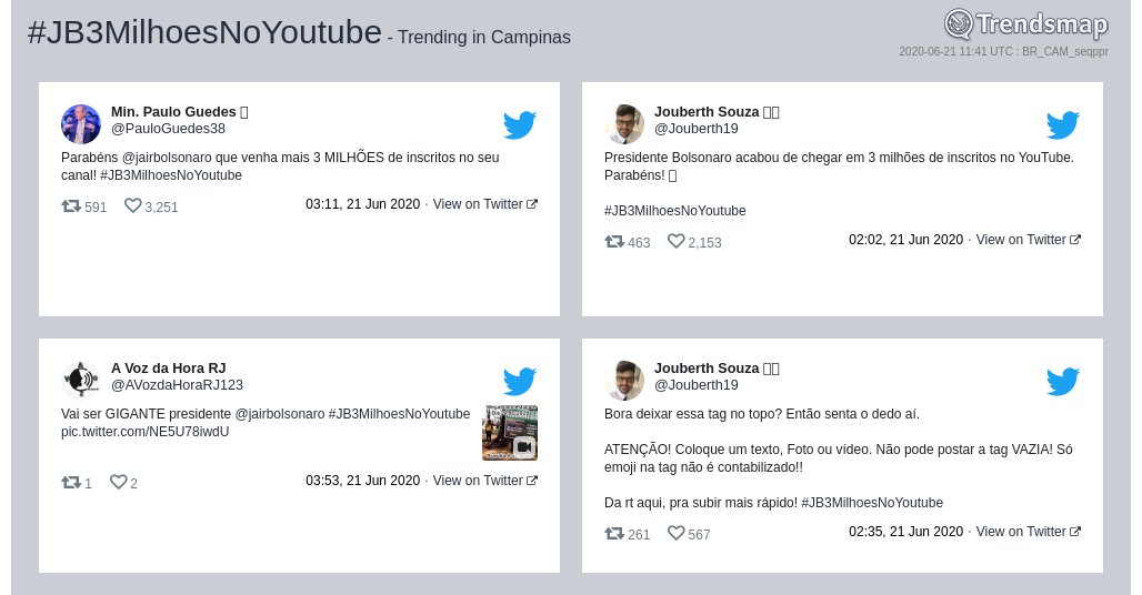TrendsCampinas's tweet photo. #jb3milhoesnoyoutube é tendência em #Campinas

https://t.co/Dt9TWOdsnq https://t.co/SH7xI4iznx