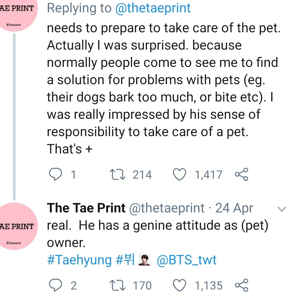 Before adopting yeontan Taehyung went to a dog trainer because he wanted to become a "good guardian" and asked him about how he could best take care of him he is so responsible and caring plss even the dog trainer was impressed,,,