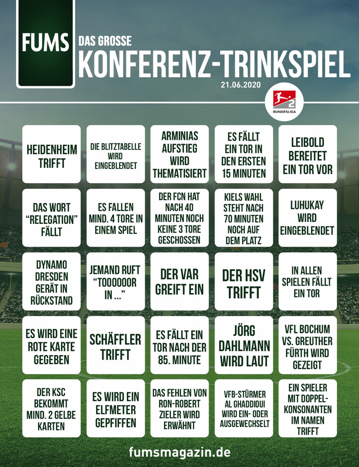 Fums On Twitter Das Konferenztrinkspiel Gibt S Zum Ersten Mal Auch Fur Die 2 Bundesliga 1 Ausdrucken 2 Getranke Kaltstellen Erwarmen Die Heutige Empfehlung Des Fums Hauses Ist Ein Spritziges Wasser Mit Holunderblutensirup 3