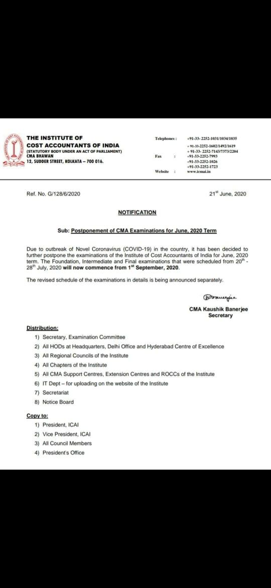 global_cma's tweet photo. Postponment of examination https://t.co/3DPLkrxOJk