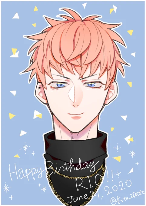 #毒島メイソン理鶯誕生祭2020 
#毒島メイソン理鶯生誕祭2020
間に合った〜〜!!お誕生日おめでとう?????????㊗️ちょっとはしゃいじゃうりおーさん(29)と差分 