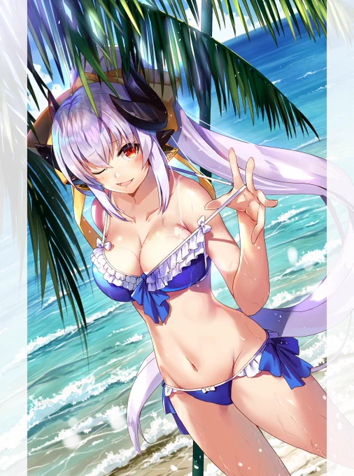 #FGO 
「あぁ・・、マスター見て下さいまし。
 わたくし、日に焼けてしまいました。
 お肌は大事にしないと。
 あの木陰で少し休みしますね。
 もちろん、ご一緒に・・・・・・・・ね?」

夏が近づいてきましたね。てなわけで水着イラスト描きました。
折角なのでこのタグもっ。#乳の日 