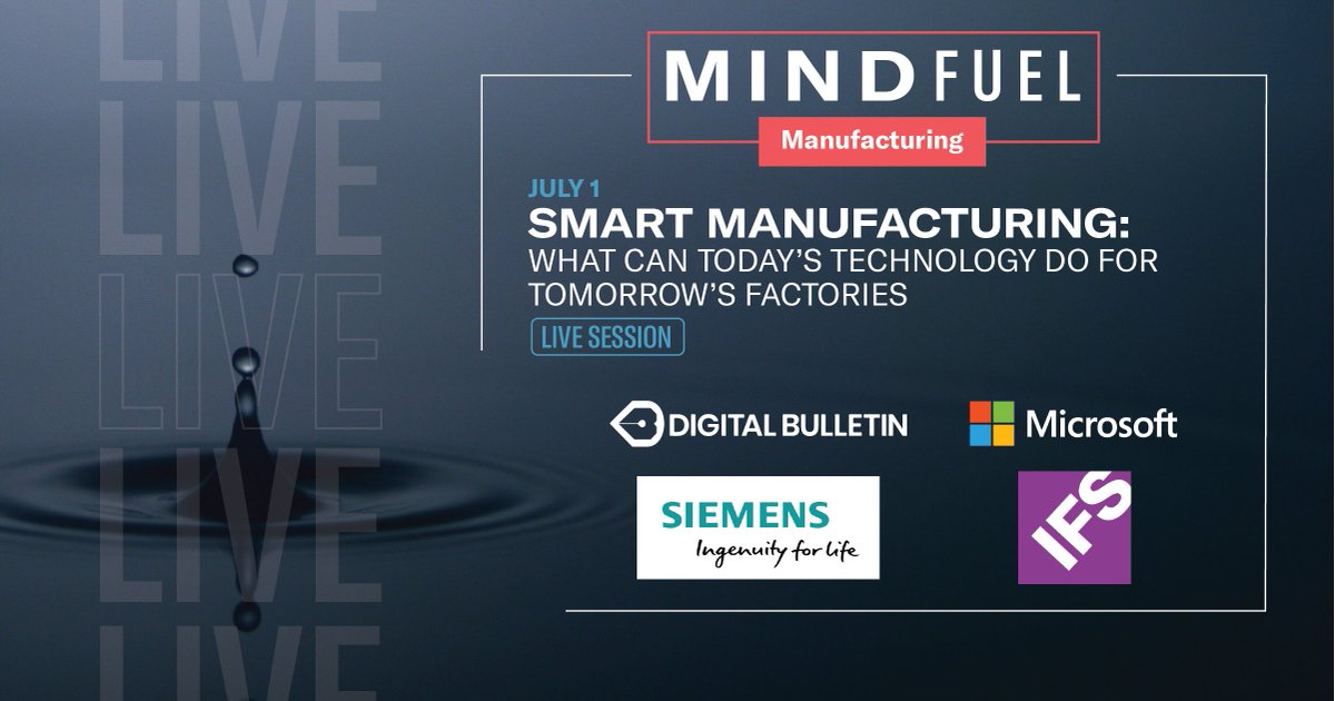 Join <a href="/siemenssoftware/">Siemens Digital Industries Software</a>, <a href="/Microsoft/">Microsoft</a>, @Digi_Bulletin and <a href="/IFS/">IFS</a> in this live #MindFuel session to discover what can we do tomorrow with today's technology. 

Save your spot for the July 1 session. 👉 ifs.link/eD57a3