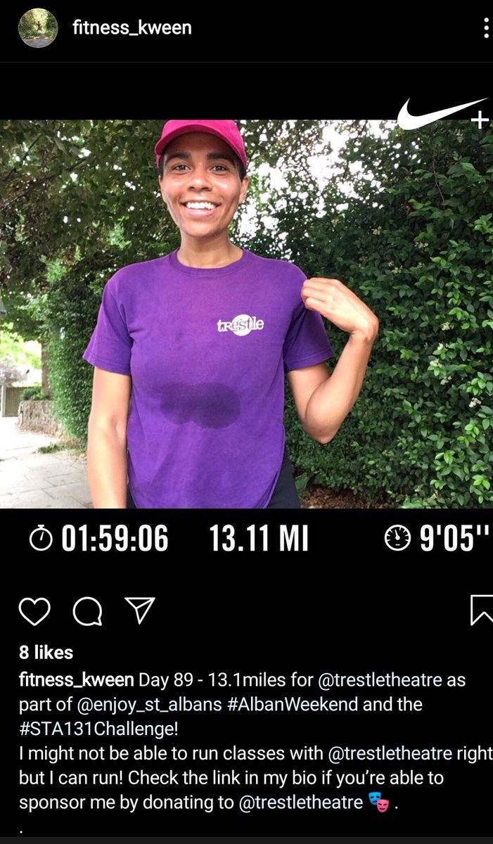 trestletheatre's tweet photo. Huge thanks to our brilliant Karene for getting involved in the #STA131challenge #AlbanWeekend #enjoystalbans she's run for us this weekend the beauty!! All donations hugely welcome to help get us back up and running as soon as possible https://t.co/57FANLkBVF https://t.co/Cm6woqm5bp