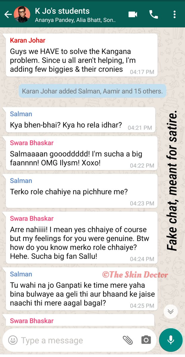 Part II : What happened when  #KanganaRanaut was added to  #KaranJohar's  #Nepotism whatsapp group.