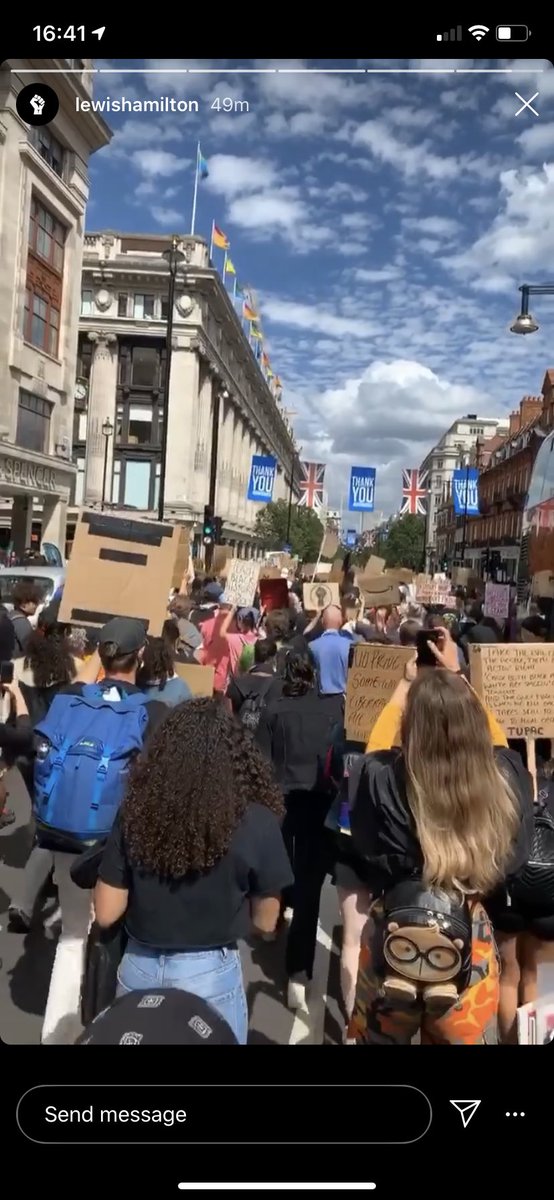Lewis Hamilton joining protesters in London. Amazing. #BlackLivesMatter #F1