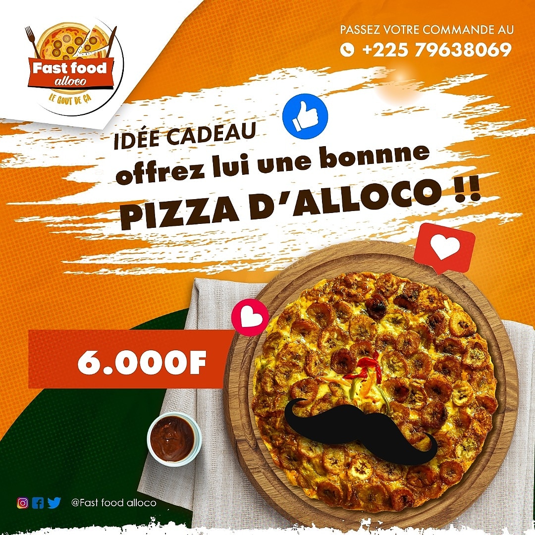 AllocoFast's tweet photo. idée CADEAU pour la fête des pères, offrez lui une Bonne PIZZA D'ALLOCO 😊
🕘 Le @AllocoFast est Ouvert 7jours/7 - De 10h30 à 21h ! Livraison à Partir de 1000 fr à Abidjan 🛵
Pour vos commandes, Contactez nous au ⤵️
☎ +225 79 63 80 69
#Fastfoodalloco
#PizzadAlloco https://t.co/ntFKOBLsI3