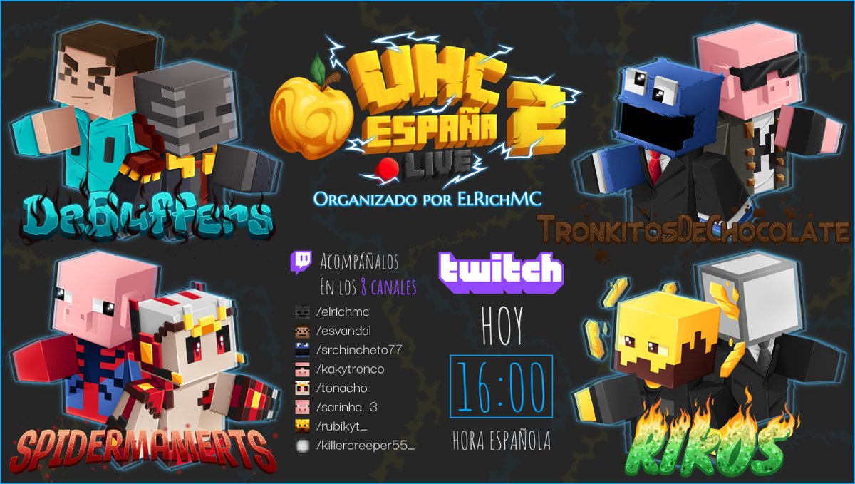 En 60 minutos:

8 jugadores.

4 equipos.

1 victoria.

#UHCEspañaLIVE2 en <a href="/TwitchES/">Twitch ES</a>