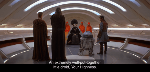 SWbot327's tweet image. 【台詞】
「実によくできたドロイドです」
An extremely well-put-together little droid, Your Highness.
R2-D2を称賛するキャプテン・パナカ
『EP1/ファントム・メナス』