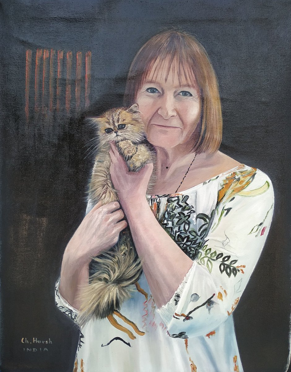 art_doon's tweet photo. Painter : choudhary harsh 
45x60 cm, oil on canvas, 
#oilpainting #indianart #dehrdun #potrait #animallover https://t.co/n1jgU46PrH