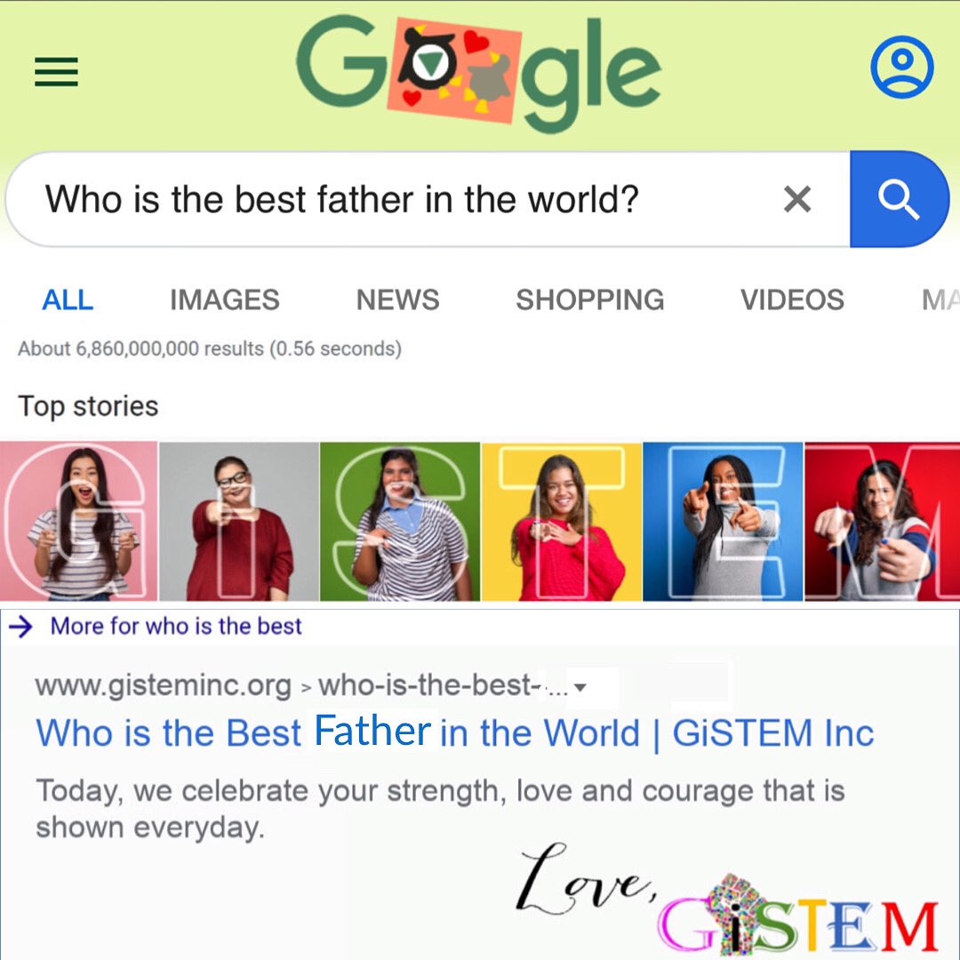 Happy Fathers Day from GiSTEM, Inc.

Instill | Influence | Inspire ✨

#happyfathersday #fathersareawesome #fathersareimportant #fathersarepowerful #GiSTEM #WomaninSTEM #girlsinSTEM #STEMgirlDads