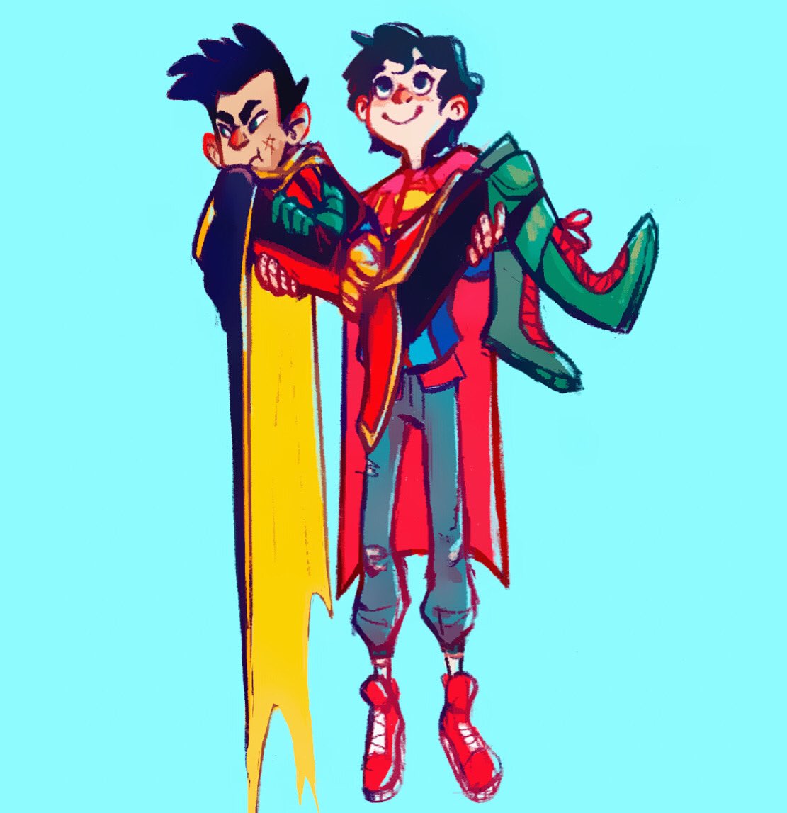He hates not being able to fly

#robin #superboy #damianwayne #jonkent