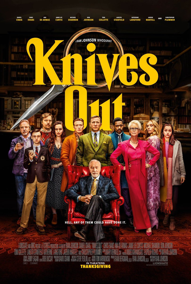 85. KNIVES OUT (2019) -- Sebuah keluarga punya kakek yang crazy rich "bunuh diri" dan semua pada berharap dengan warisannya. Jatuhnya malah bukan ke mereka, tapi ke personal asistant. Lho?Konfliknya kocak dan bikin kalian mikir, dan berspekulasi. Endingnya TOP! A wort to watch!