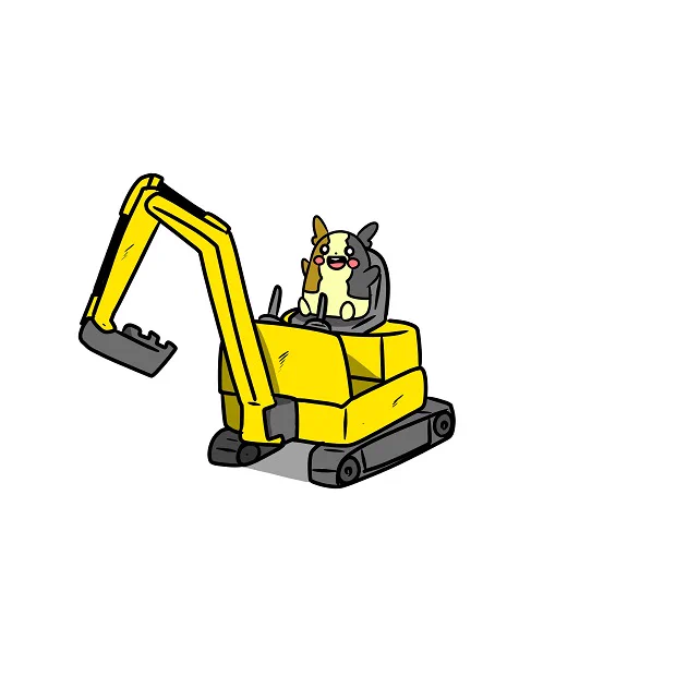 人と生活を共にすることでポケモンたちはどんどん賢くなって行く。これは小型のショベルカーを盗もうとしているモルペコ 
