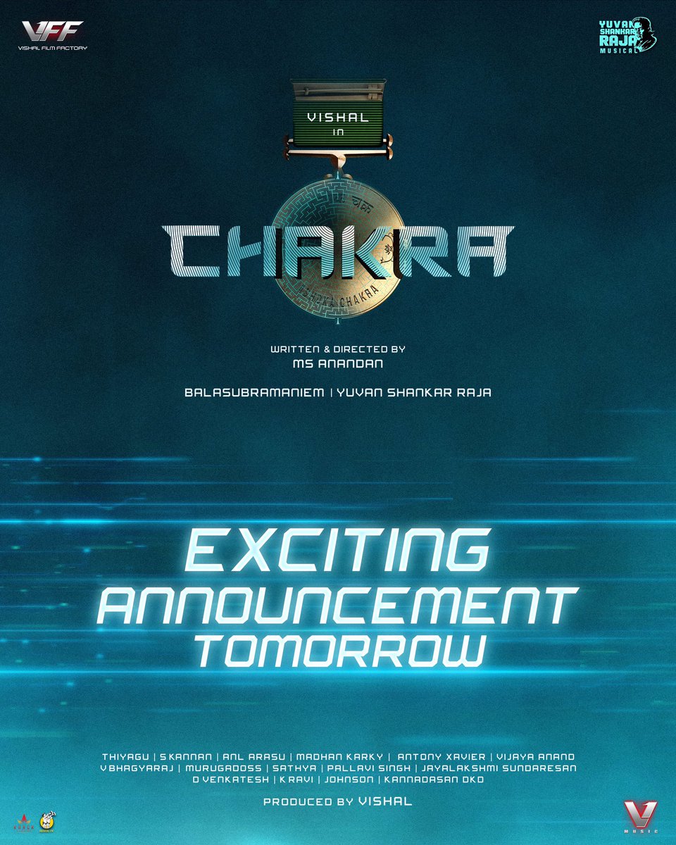 Vishal Film Factory On Twitter Chakra Exciting Announcement Tomorrow 22nd June Stay Tuned Vishal Yuvan Shraddasrinath Reginacassandra Vff Shrusti Movie Production Tamil Film Comingsoon Announcement Debut Director Music Lyrics
