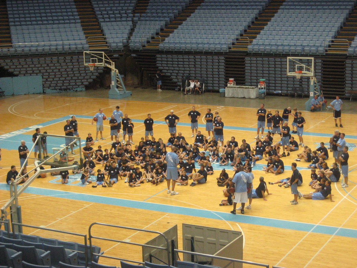 Fathers & sons get a dream UNC weekend together and a chance to play hoops on the Dean Smith Center floor. That became our annual trip over Father’s Day. After I became too old for camp, we’d come back & volunteer. There were some years we’d make a whole week out of it.