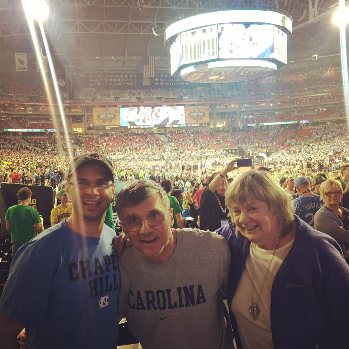 In 2016, we were able to see Carolina-Nova in Houston and the Kris Jenkins shot in person. The next year I was fortunate enough to take he and my Mom to Phoenix for the Final Four and we watched the Heels cut down the nets.