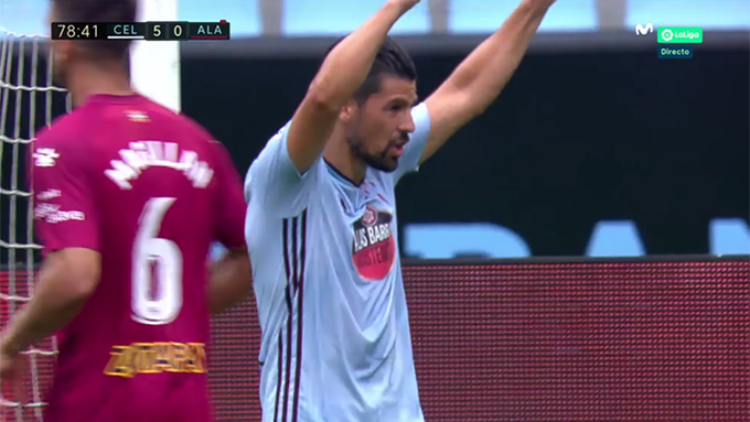 Nolito celebrando su gol (Foto: Movistar).