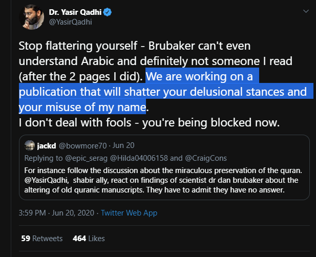 Sameer & Gondal have been running around misusing Yasir Qadhi's name to back up their stances, even going as far as saying he is a closet apostate.Yasir Qadhi's tweet here demolishes their fantasy in less than 280 words.Desperation? Much!