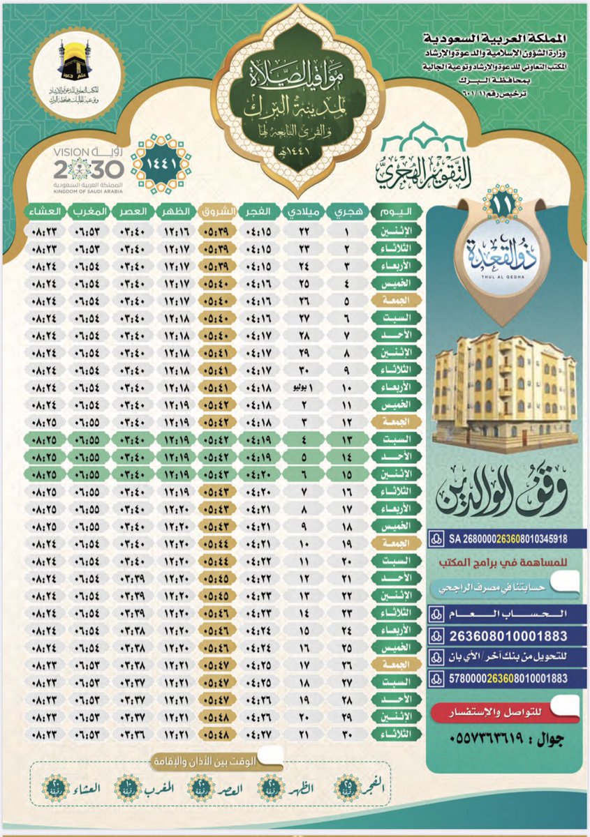 جمعية الدعوة والإرشاد وتوعية الجاليات بمحافظةالبرك On Twitter مواقيت الصلاة لشهر ذو القعدة لعام ١٤٤١هـ بمحافظة البرك والمراكز والقرى التابعة لها دعوة البرك